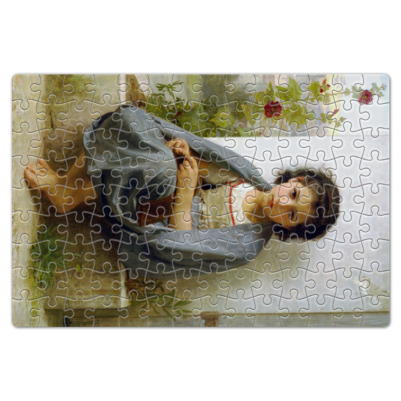 Printio Пазл магнитный 18×27 см (126 элементов) Маленькая вязальщица (картина вильяма бугро)