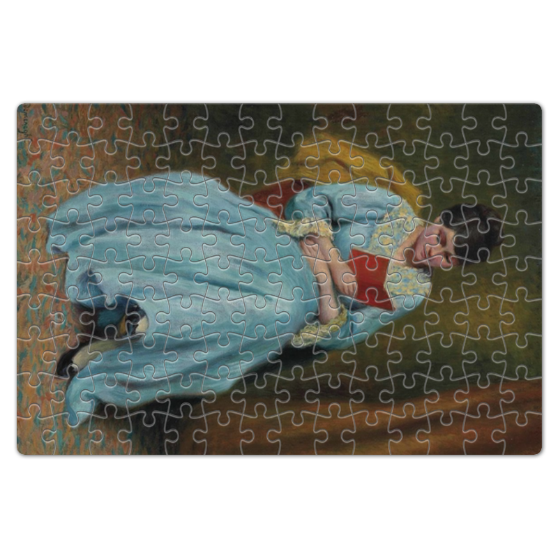 Printio Пазл магнитный 18×27 см (126 элементов) Читающая женщина в голубом printio пазл магнитный 18×27 см 126 элементов девушки за фортепьяно картина ренуара