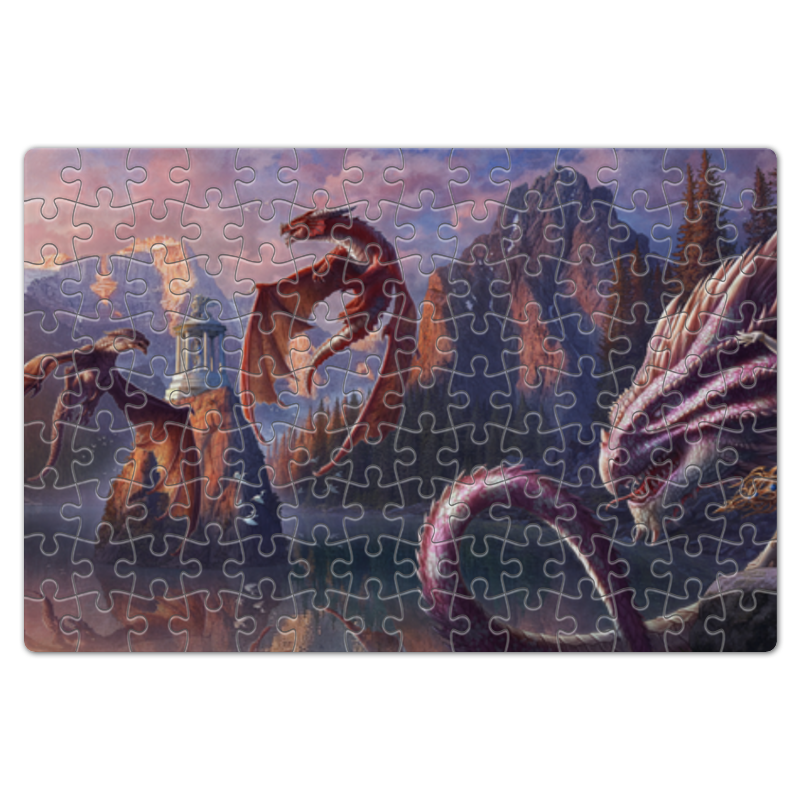 Printio Пазл магнитный 18×27 см (126 элементов) Драконы лизун змея чёрная 27 см