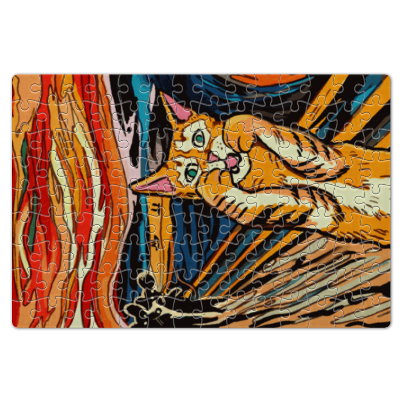 Printio Пазл магнитный 18×27 см (126 элементов) Крик кота - пародия на эдварда мунка пазл рыжий кот лодки на ледяной