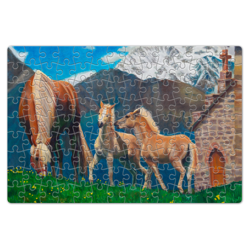 Printio Пазл магнитный 18×27 см (126 элементов) Лошадь с жеребятами пазл 1500а 05832 кони на лугу