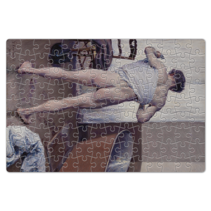 Printio Пазл магнитный 18×27 см (126 элементов) Мужчина в ванной (картина кайботта) printio пазл магнитный 18×27 см 126 элементов офелия картина милле