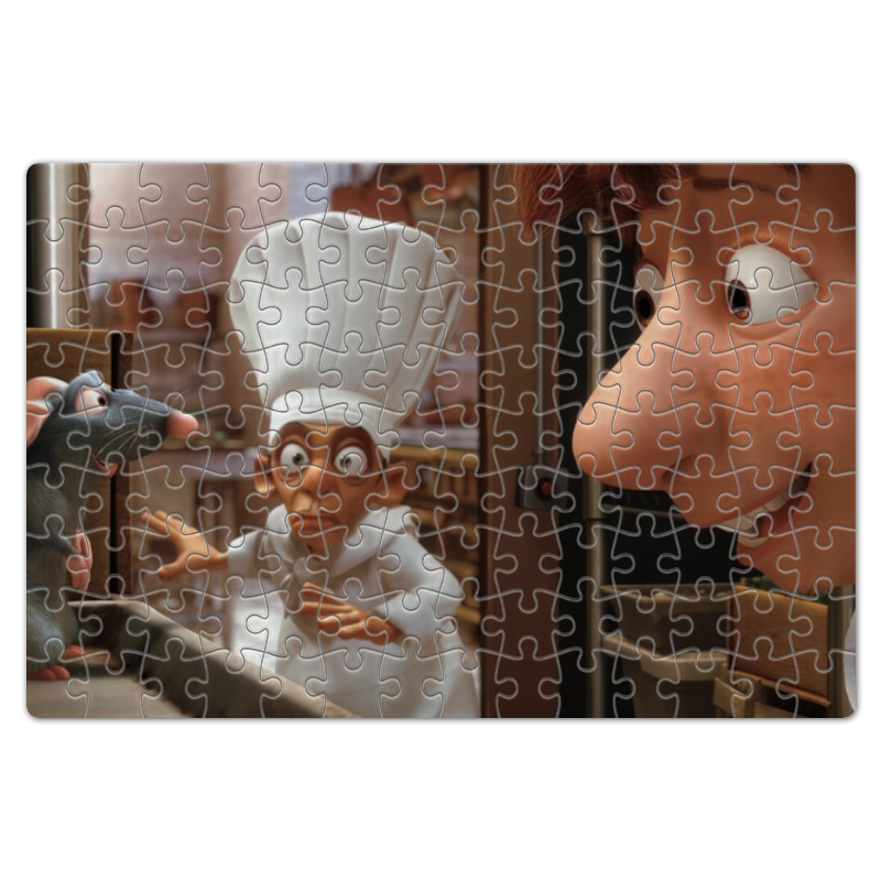 пазлы из дерева рататуй повар альфредо и крыс реми детская логика Printio Пазл магнитный 18×27 см (126 элементов) Герои мультфильма рататуй