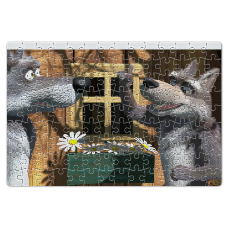 Printio Пазл магнитный 18×27 см (126 элементов) Волки из мультфильма маша и медведь printio пазл магнитный 18×27 см 126 элементов герои мультфильма вверх