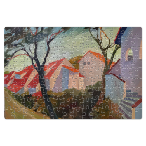 Заказать пазл в Москве. Пазл магнитный 18x27 см (126 элементов) Красные крыши от Наташа Хилл - готовые дизайны и нанесение принтов.