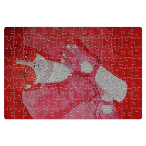 Заказать пазл в Москве. Пазл магнитный 18x27 см (126 элементов) Девушка в красном от Тася Домнич - готовые дизайны и нанесение принтов.