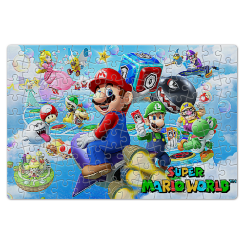 Заказать пазл в Москве. Пазл магнитный 18x27 см (126 элементов) SUPER MARIO от robus - готовые дизайны и нанесение принтов.