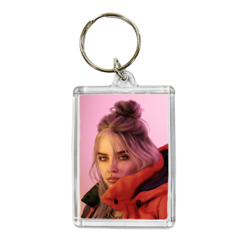Заказать брелоки в Москве. Брелок прямоугольный 50x35 мм Billie Eilish от Jimmy Flash - готовые дизайны и нанесение принтов.