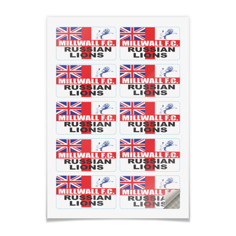 Printio Наклейки прямоугольные 9×5 см Millwall russian lions stickers
