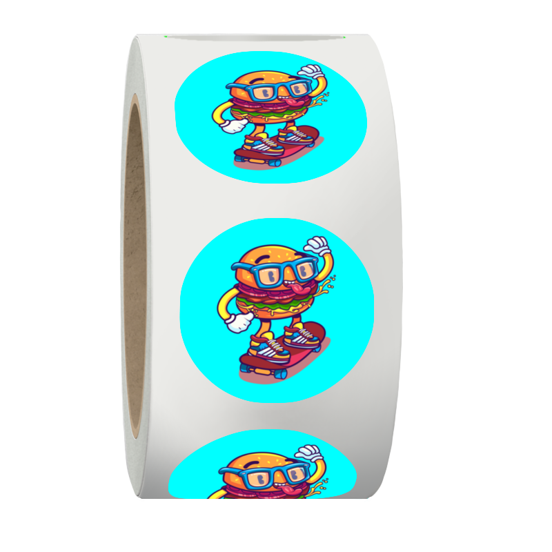Printio Наклейки в рулоне круглые 50 мм Бургер на скейте 100 500 шт 1 дюйм круглые декоративные наклейки