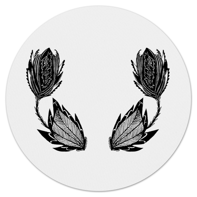 Printio Коврик для мышки (круглый) Черные цветы