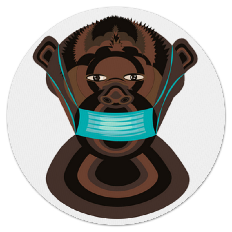 Printio Коврик для мышки (круглый) шимпанзе в маске цена и фото