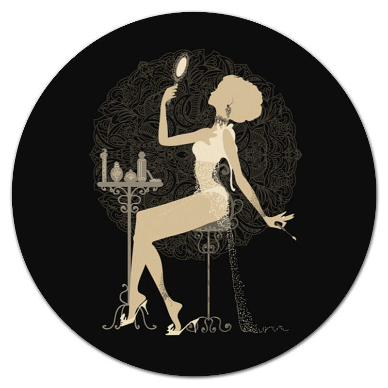 Printio Коврик для мышки (круглый) Красивая девушка с зеркалом силуэт eszadesign