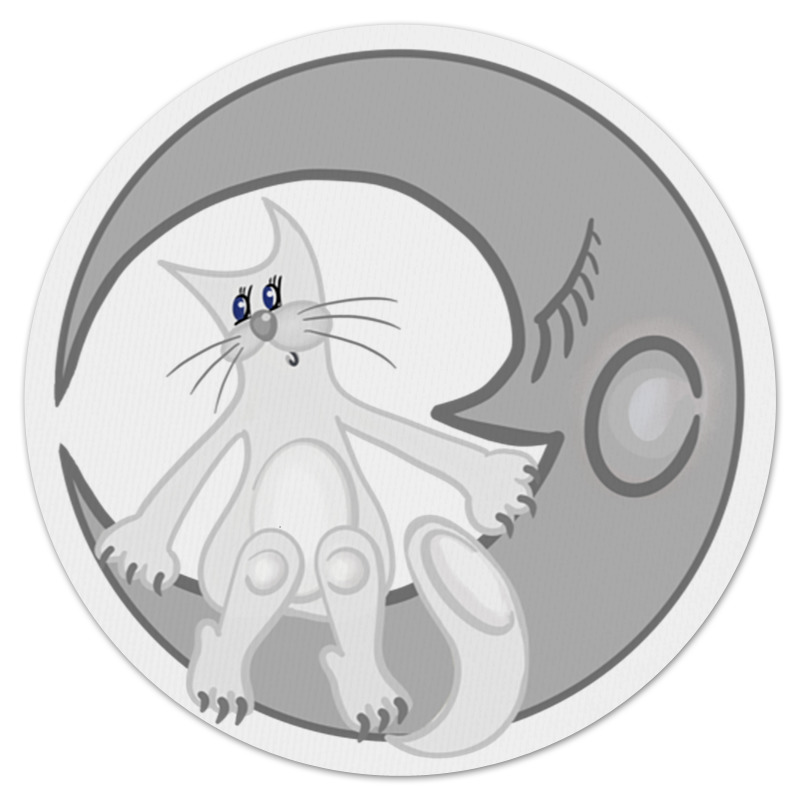 printio тетрадь на скрепке лунный кот сидит на луне Printio Коврик для мышки (круглый) Лунный кот сидит на луне