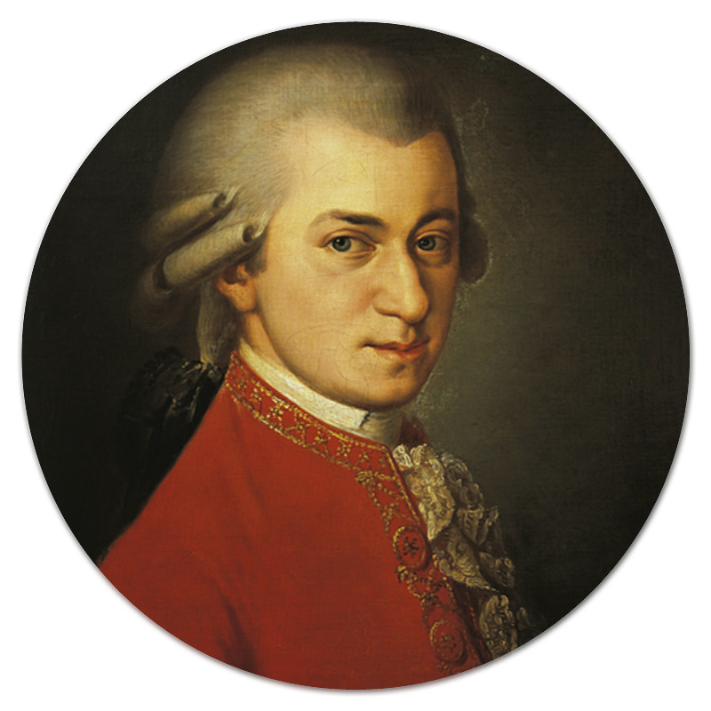 Printio Коврик для мышки (круглый) Портрет вольфганга амадея моцарта (кисти крафт)