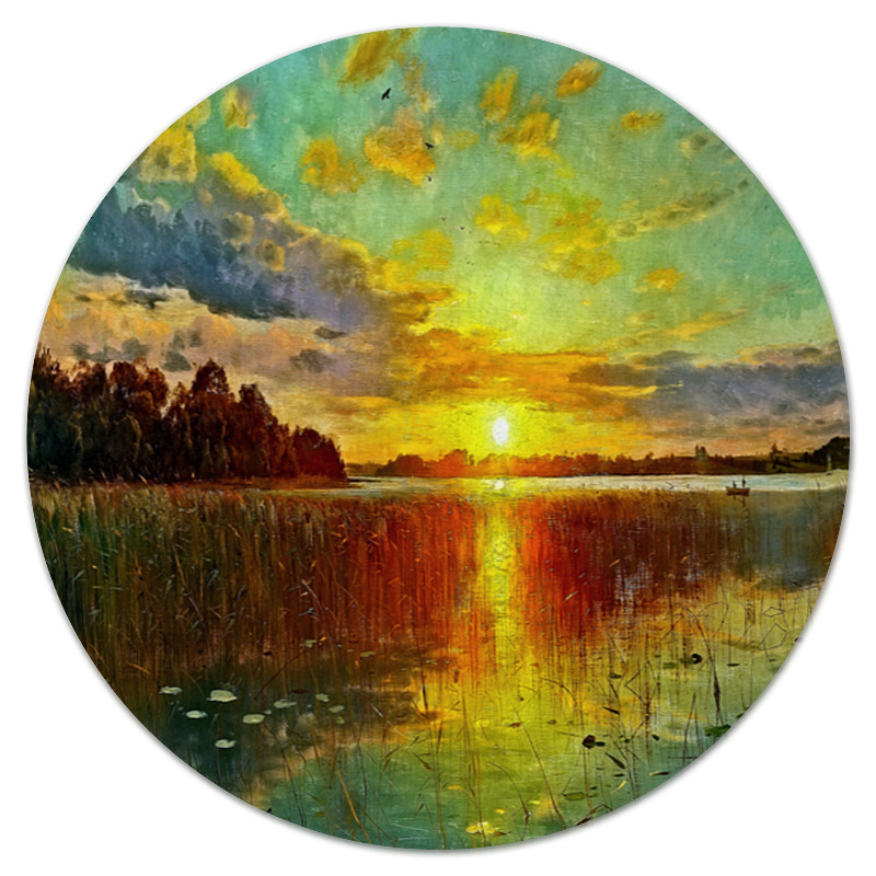 Printio Коврик для мышки (круглый) Закат у озера