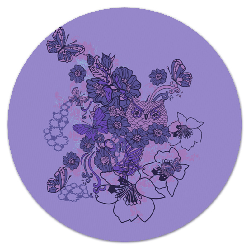 Printio Коврик для мышки (круглый) Сова в цветах