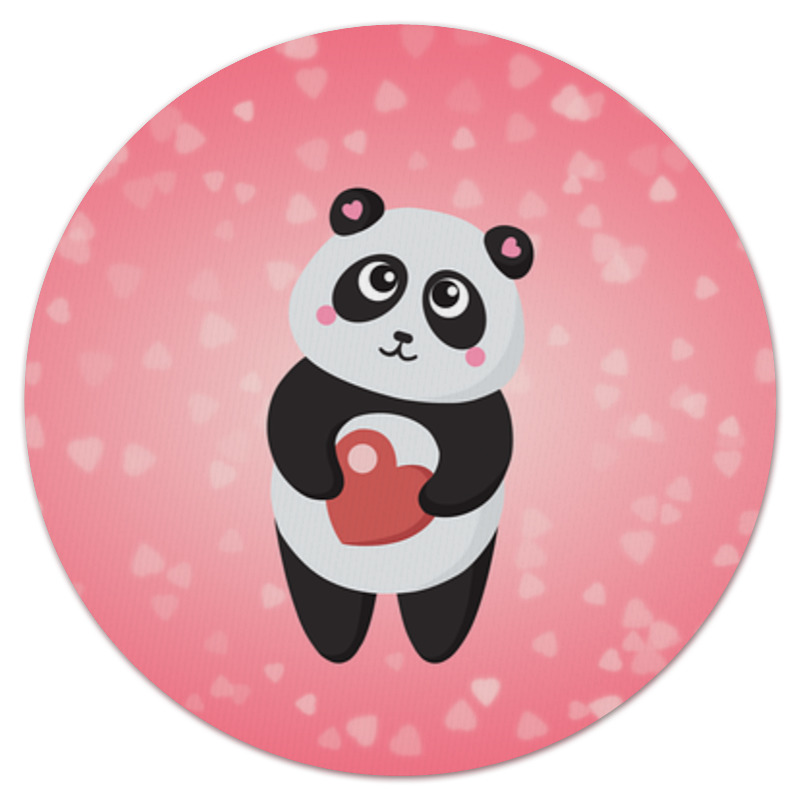 printio коврик для мышки сердце панда с сердечком Printio Коврик для мышки (круглый) Панда с сердечком
