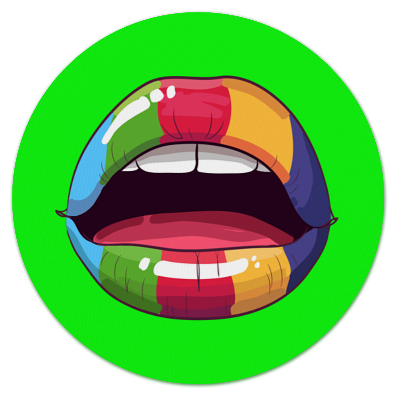 Printio Коврик для мышки (круглый) Разноцветные губы