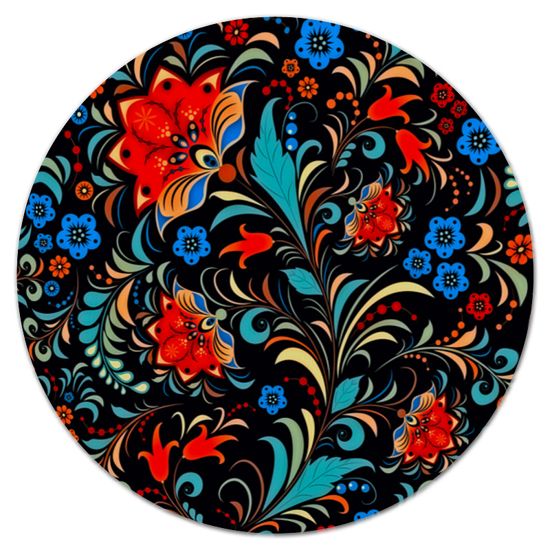 Printio Коврик для мышки (круглый) Цветочная роспись printio коврик для мышки круглый роспись на черепе