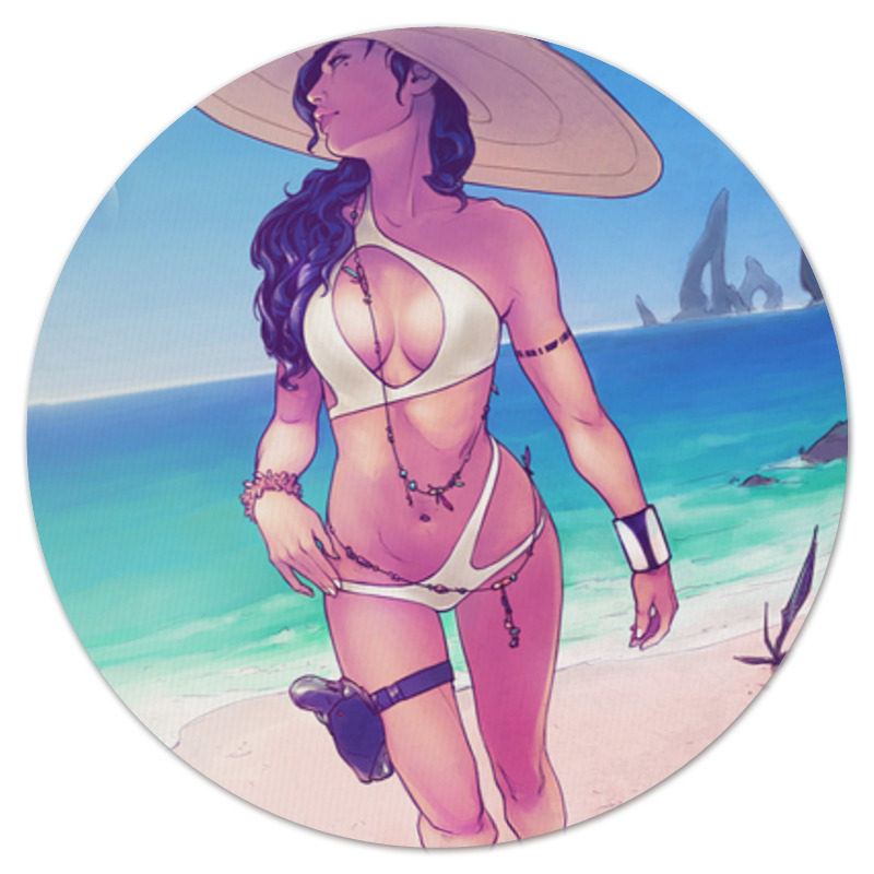 Printio Коврик для мышки (круглый) Девушка на пляже силиконовый чехол на realme c20 девушка на пляже для реалми ц20