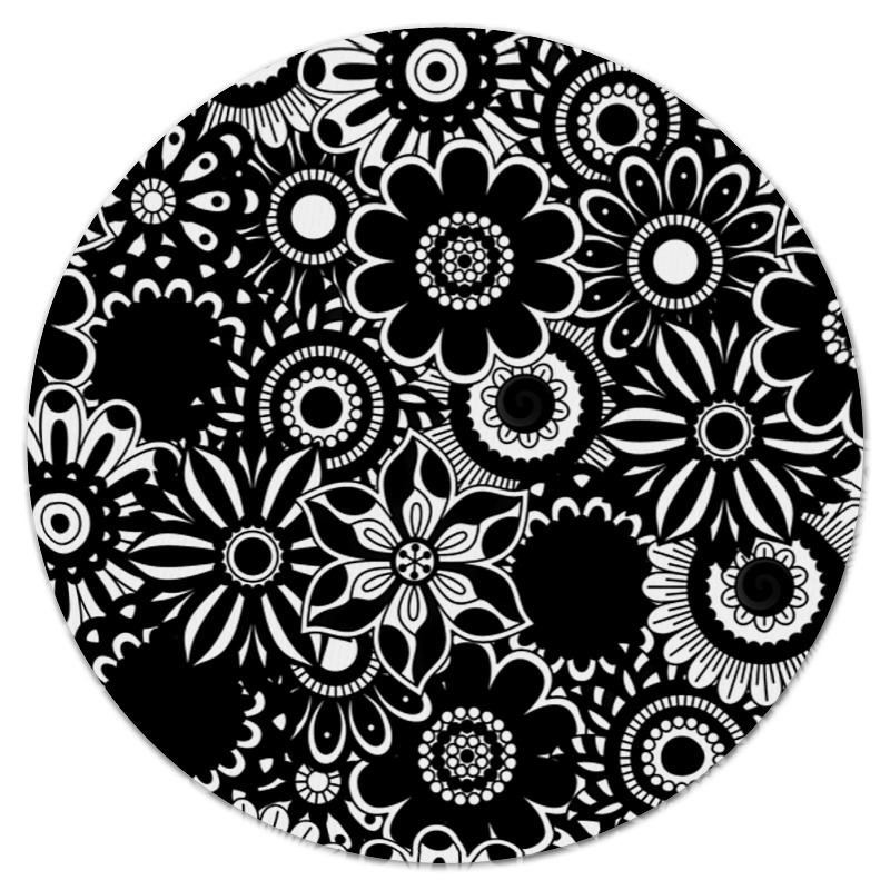 Printio Коврик для мышки (круглый) Черно-белые цветы
