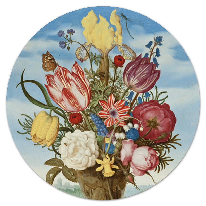 Printio Коврик для мышки (круглый) Букет цветов на полке (амброзиус босхарт)