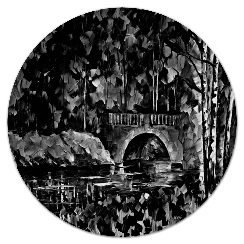 Printio Коврик для мышки (круглый) Черно-белый пейзаж