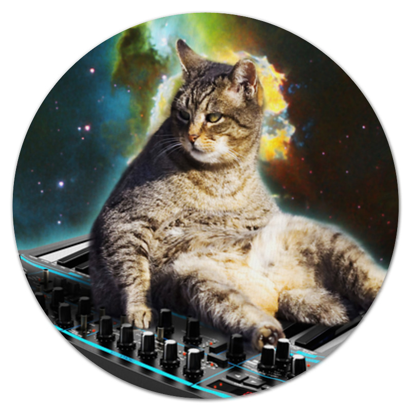 Printio Коврик для мышки (круглый) кот в космосе