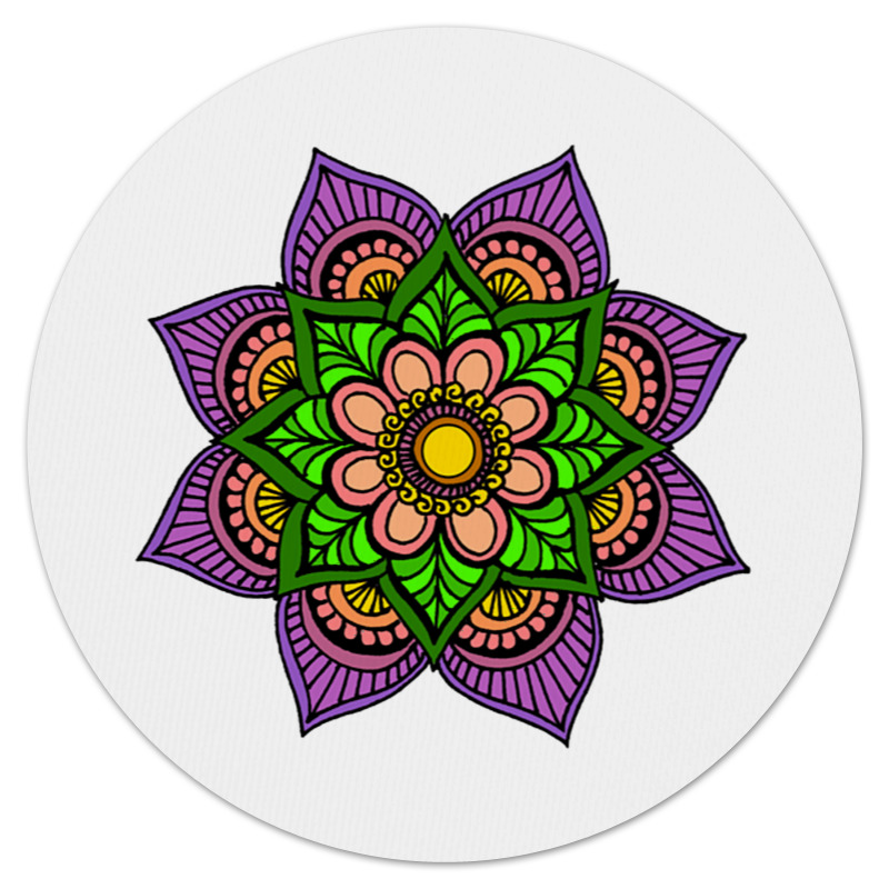 Printio Коврик для мышки (круглый) Яркие цветок мехенди