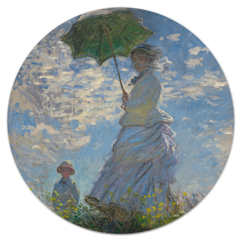 Printio Коврик для мышки (круглый) Дама с зонтиком — мадам моне со своим сыном printio футболка с полной запечаткой женская дама с зонтиком мадам моне со своим сыном