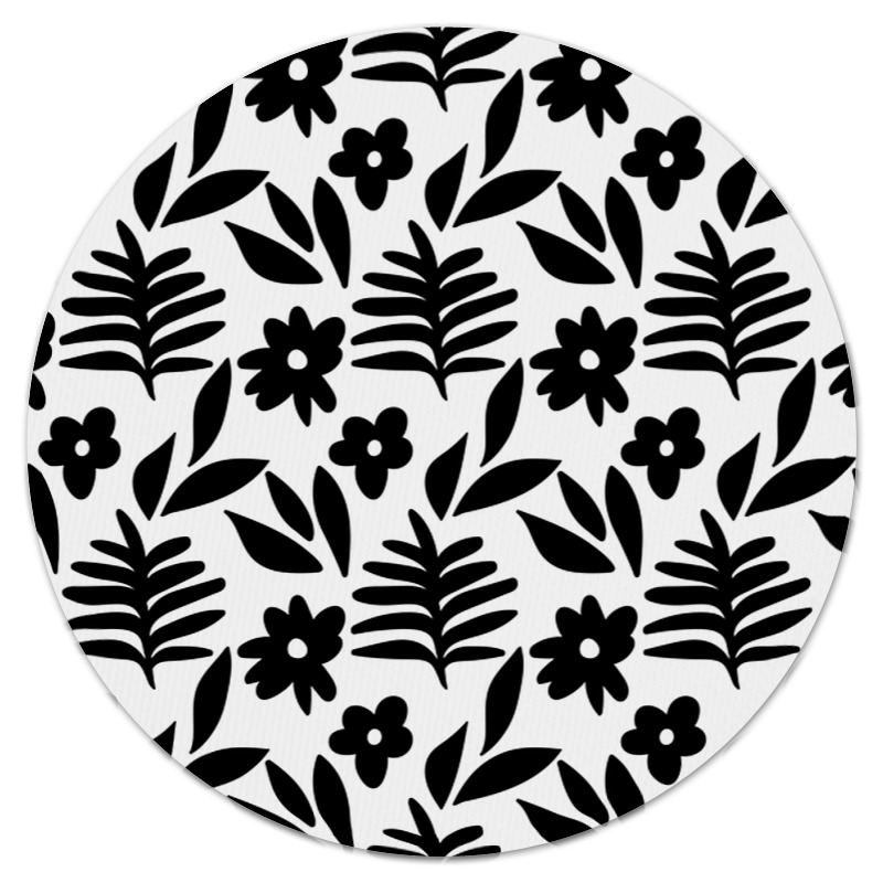 Printio Коврик для мышки (круглый) Черно-белые цветы