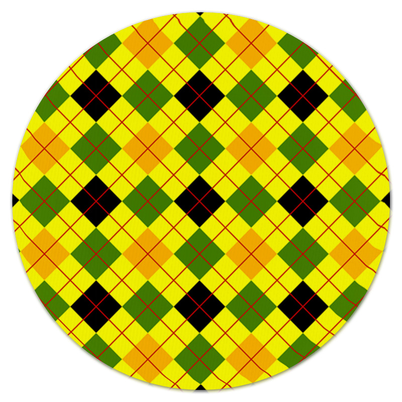 Printio Коврик для мышки (круглый) Клетка желтая