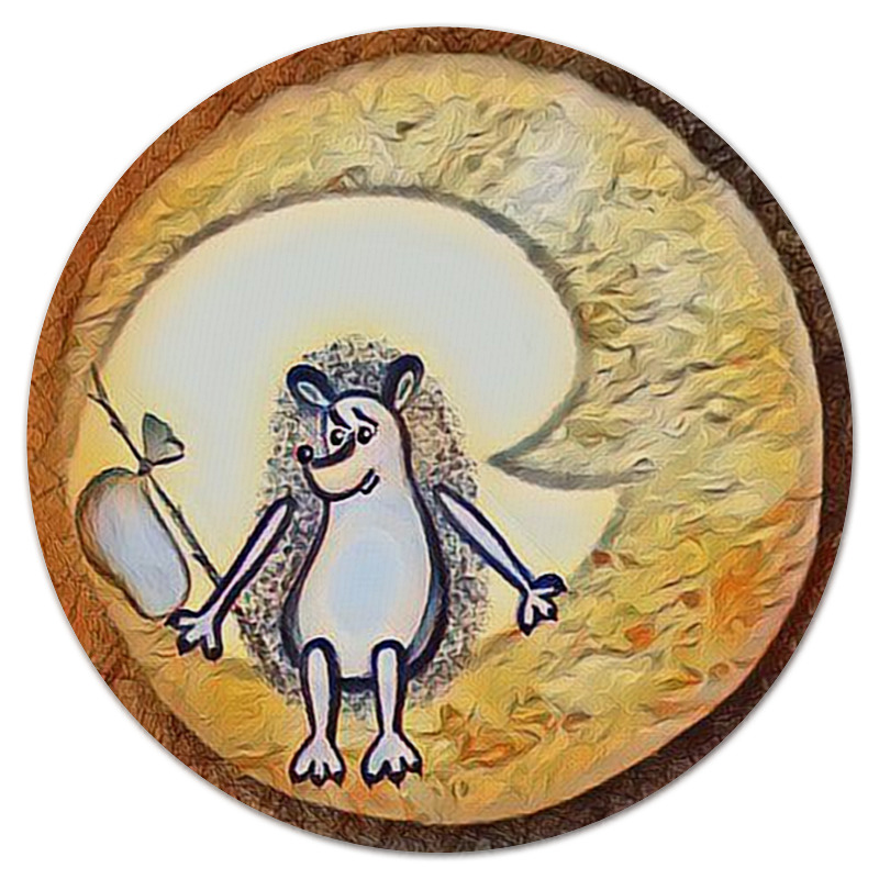 цена Printio Коврик для мышки (круглый) Ежик на луне