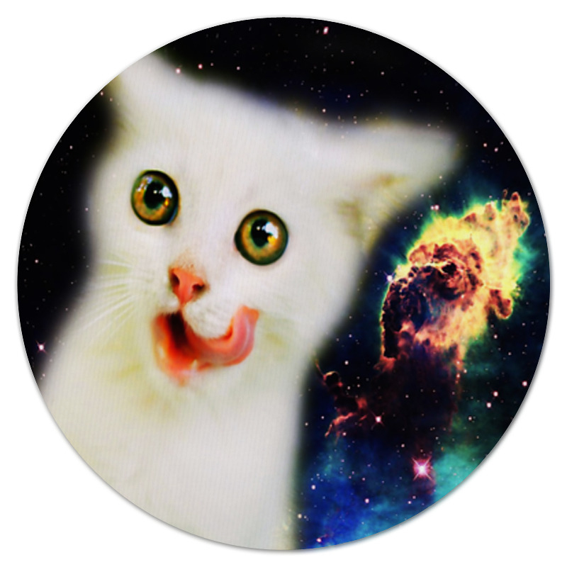Printio Коврик для мышки (круглый) кот в космосе printio коврик для мышки круглый кот с рыбой