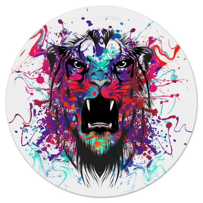 Printio Коврик для мышки (круглый) Тигр красками