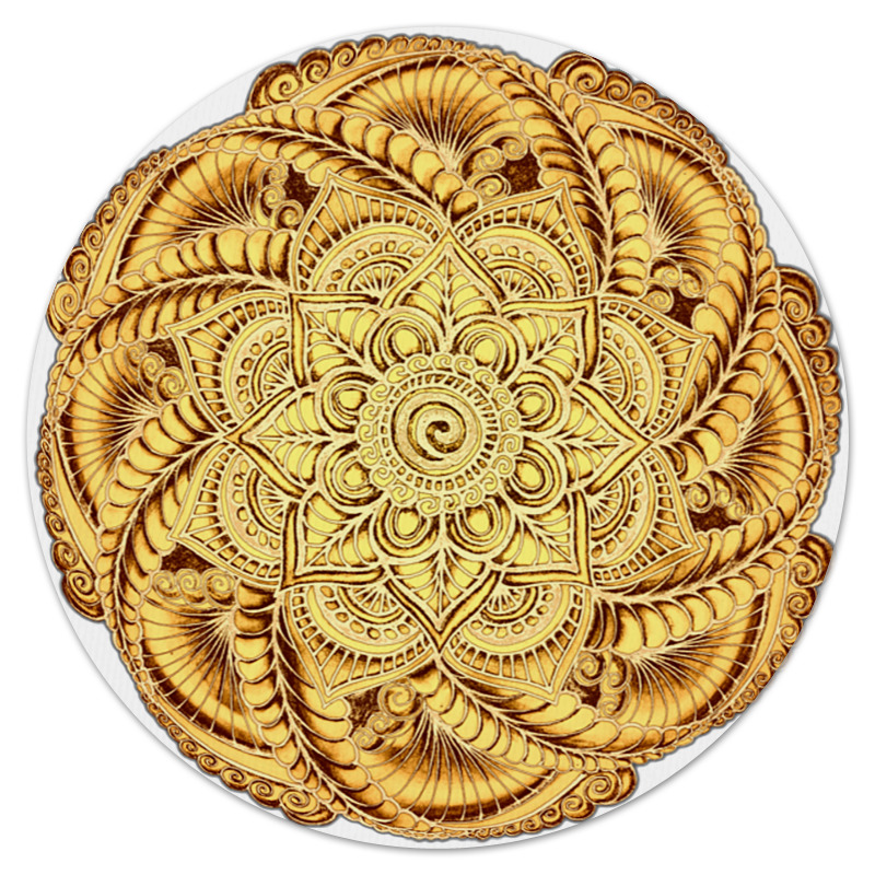 Printio Коврик для мышки (круглый) Золотой цветок мандала фото