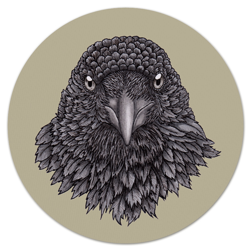 Printio Коврик для мышки (круглый) Портрет птицы ворона.