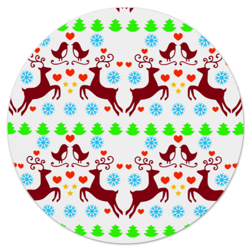 Printio Коврик для мышки (круглый) Новогодние узоры