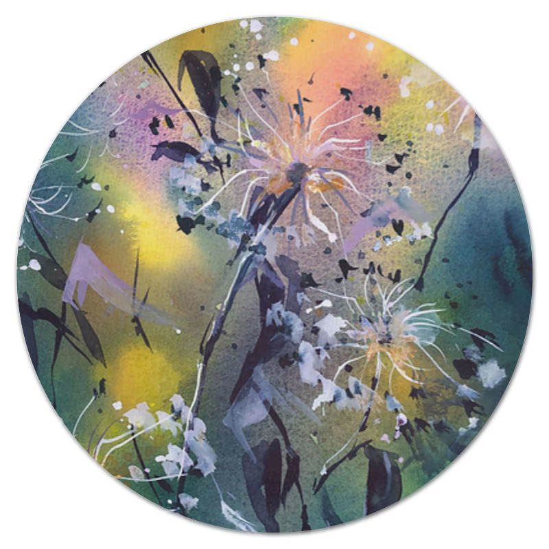 Printio Коврик для мышки (круглый) Зимние цветы