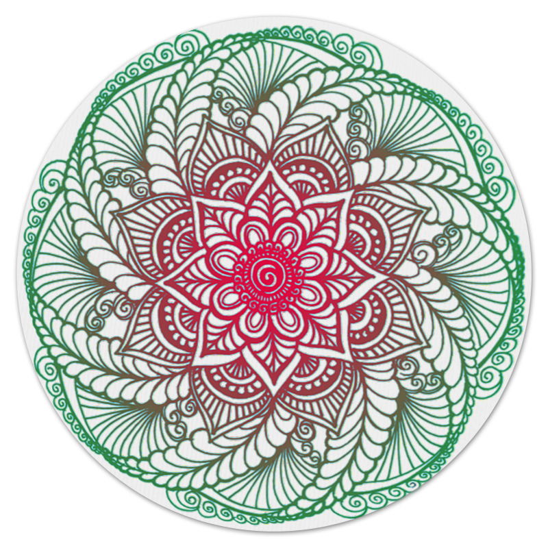Printio Коврик для мышки (круглый) Мандала-цветок в стиле мехенди