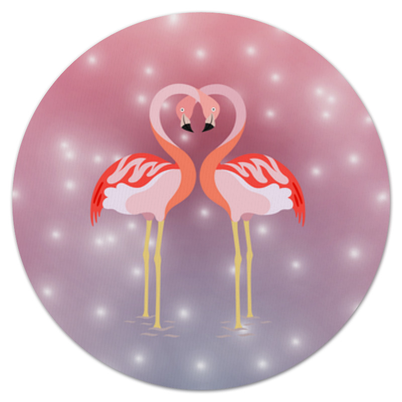 цена Printio Коврик для мышки (круглый) Влюбленные фламинго