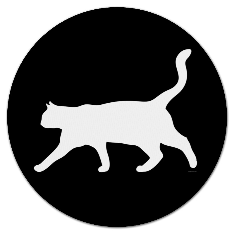 Printio Коврик для мышки (круглый) Силуэт белой кошки.