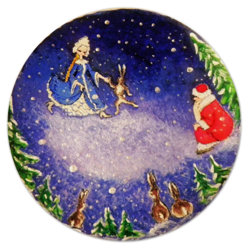 Printio Коврик для мышки (круглый) Новый год: дед мороз и снегурочка