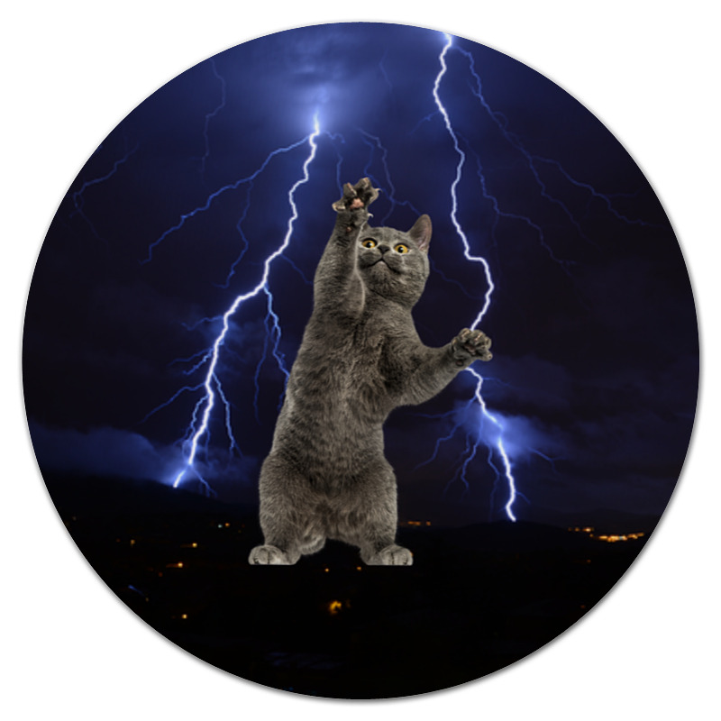 Printio Коврик для мышки (круглый) Кот и молния