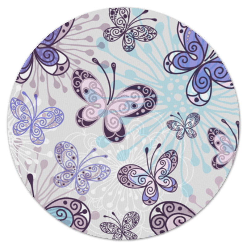 Printio Коврик для мышки (круглый) Фиолетовые бабочки