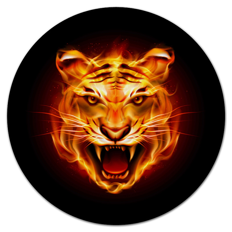 Printio Коврик для мышки (круглый) Огненный тигр.