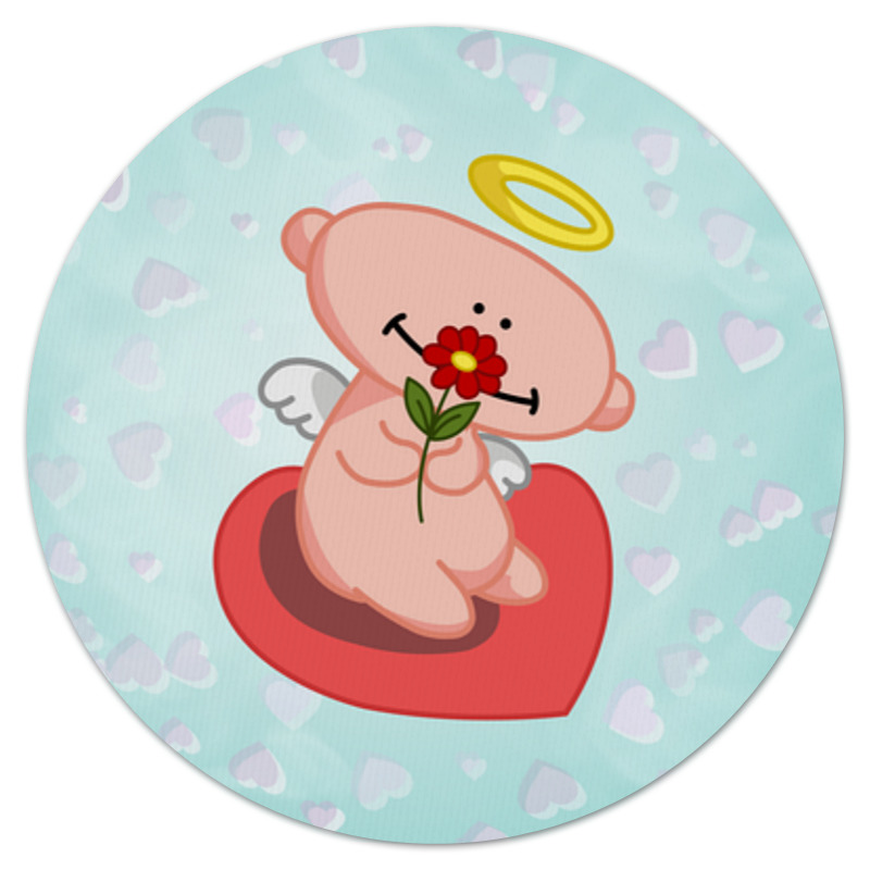 цена Printio Коврик для мышки (круглый) Влюбленный ангелок с сердцем