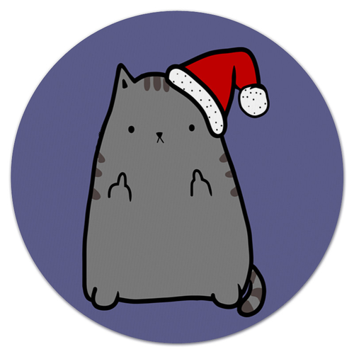 Заказать коврик для мышки в Москве. Коврик для мышки (круглый) New Year Cat от skynatural - готовые дизайны и нанесение принтов.