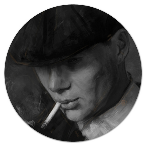 Заказать коврик для мышки в Москве. Коврик для мышки (круглый) Tommy Shelby - Острые козырьки от Дана Столыпина - готовые дизайны и нанесение принтов.
